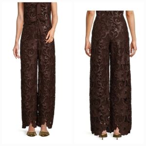 Antonio Melani Brown Lace Straight Pants